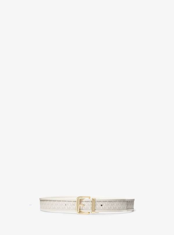 Damske Opasky Michael Kors Reversible Logo and Leather Krém - Doplnky Michael Kors Lacne | UIOBE-3296